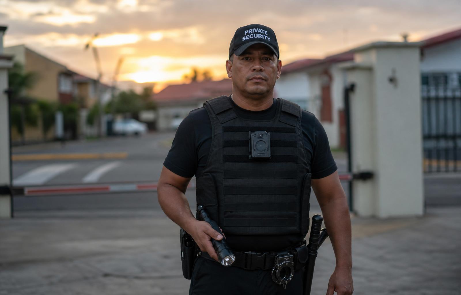 Oficial de Trust Shield Private Security en residencial de Guanacaste